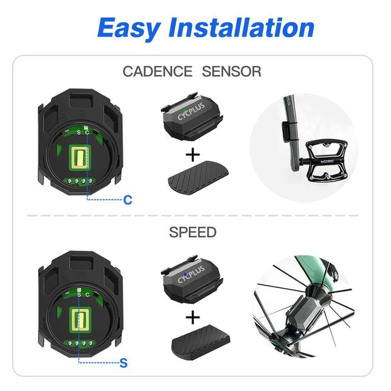 Датчик скорости и каденса беспроводной (2 упаковки, 604₽/шт.) Cycplus C3 (ANT+, Bluetooth)