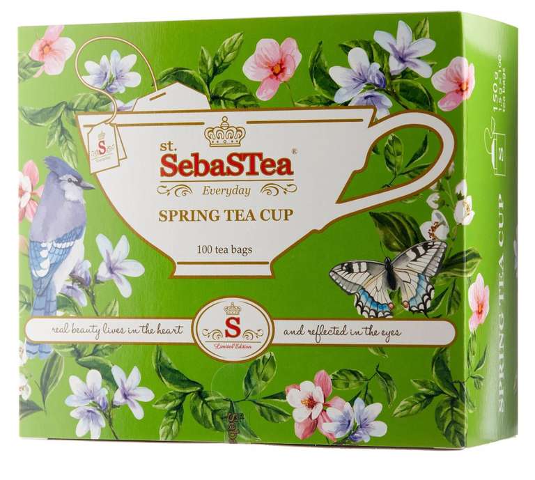 Чай зелёный SebaSTea Spring tea cup, пакетированный, 150 г, 100 пак.