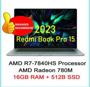 Ноутбук Xiaomi RedmiBook Pro 15, Ryzen 7 7840HS, 16RAM+512 SSD, AMD Radeon 780M, 120гц, 1080p, DDR5 6400 МГц