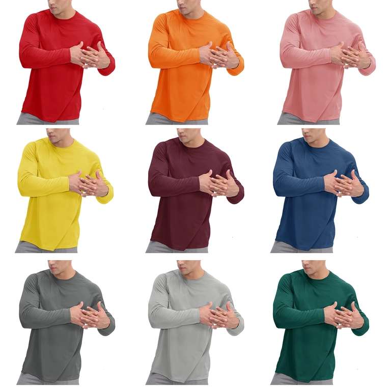 Быстросохнущая спортивная футболка с длинным рукавом TacVasen (S-XL, 21 цвет)