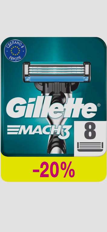 Сменные кассеты Gillette Mach3, 8 шт. (СПб)