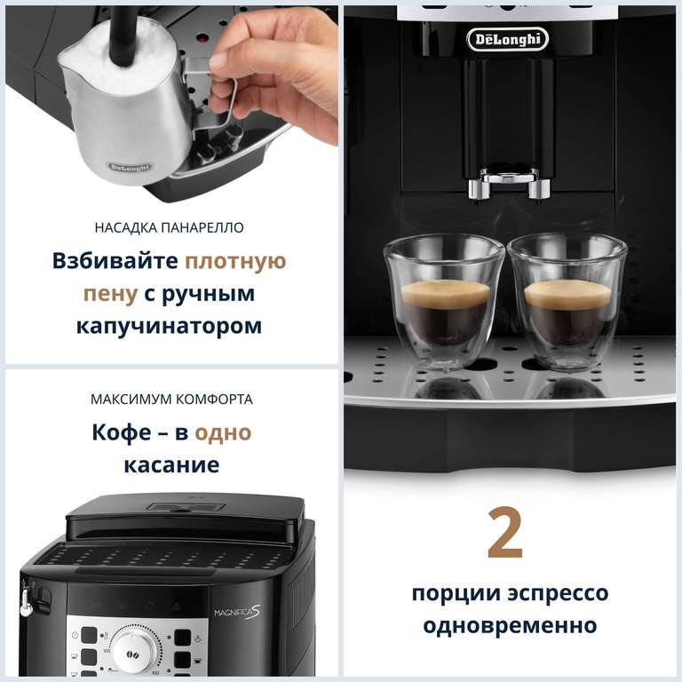 Кофемашина автоматическая DeLonghi ECAM 22.110.B черная + 19477 бонусов