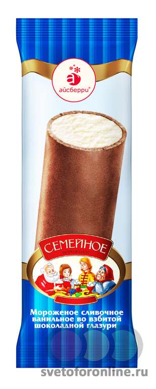[Рязань, Кострома, возм. и др.] Мороженое Семейное Лакомка в шоколадной глазури, 90 гр