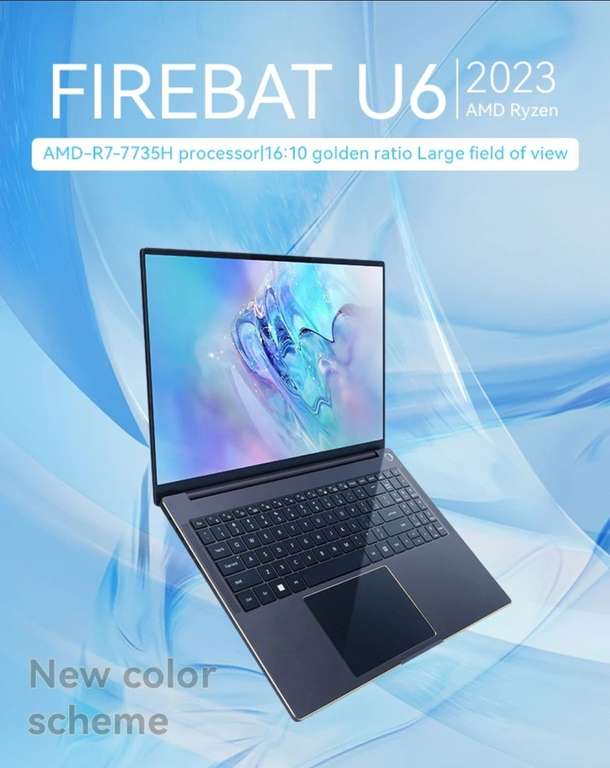 Ноутбук FIREBAT U6 (16", R7-7735H, 16 ГБ, 512 ГБ)