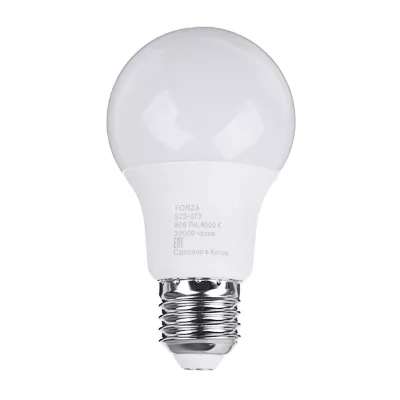 Лампа светодиодная FORZA A60, 9W, E27, 806lm, 4000К