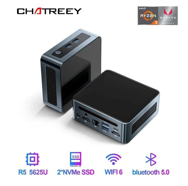 Мини ПК Chatreey AN2P, Ryzen 5 5625U, без ОЗУ, Wi-Fi 6, BT 5.2