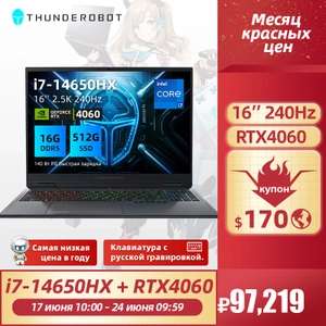 Игровой ноутбук THUNDEROBOT R16, 16", 2.5 K, IPS, 14650hx, 16G / 512G, RTX4060