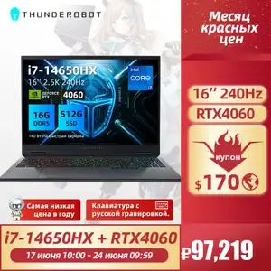 Игровой ноутбук THUNDEROBOT R16, 16", 2.5 K, IPS, 14650hx, 16G / 512G, RTX4060