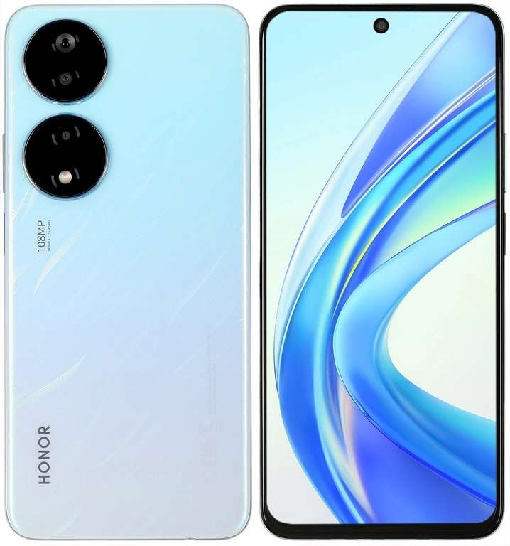 6.8" Смартфон HONOR X7b, 8/128 ГБ, голубой + Наушники TWS Honor Choice Earbuds X5e