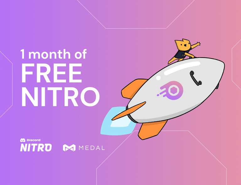 Бесплатно Discord Nitro на 1 месяц от Medal TV (для новых пользователей)