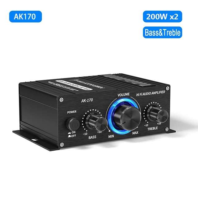 Автомобильный усилитель Fosi Audio AK170 12 В, 2 канала, 200 Вт x 2