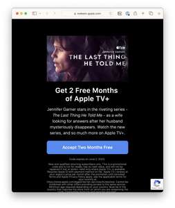 Подписка Apple TV+ на два месяца для новых и вернувшихся