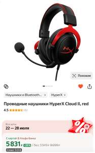 Проводные наушники HyperX Cloud II Red (с картой Альфа Банка)