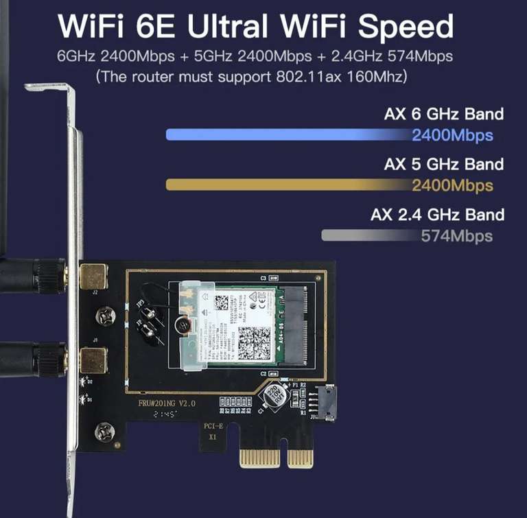 Сетевая карта 5374 Мбит/с WiFi 6E 2,4G/5G/6 ГГц PCIE беспроводной WiFi адаптер Bluetooth 5,3 Intel AX210