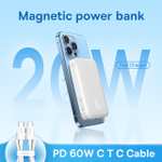 Внешний магнитный аккумулятор с беспроводной зарядкой Baseus magsafe Power Bank 10000 мАч 20 Вт в четырех цветах