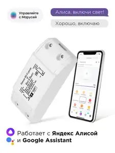 Умное реле с Wi-Fi, Яндекс Алисой, Марусей, Google Home, Wireless Relay 10A