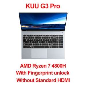 Ноутбук KUU G3pro 15.6", AMD Ryzen 7 4800H, металлический корпус, 16 ГБ DDR4 512 Гб SSD, сканер отпечатка пальца, Windows 10