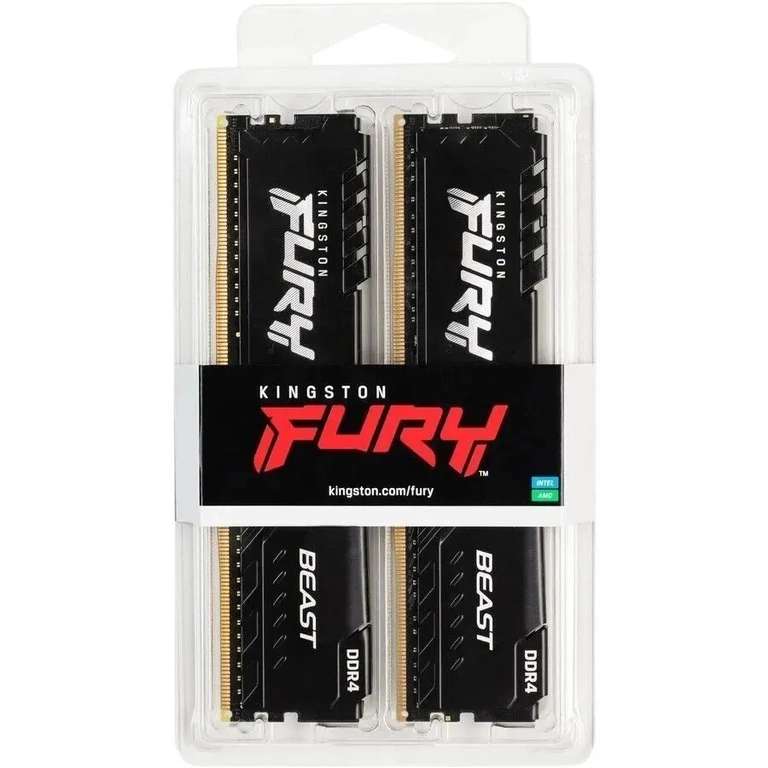Оперативная память Kingston Fury Beast DDR4 3600 МГц 2x16 ГБ (KF436C18BBK2/32), доставка из-за рубежа (цена с ozon картой)