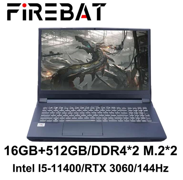 16,1" Ноутбук FIREBAT T9C I5-11400 rtx 3060 ОЗУ 16гб ssd512gb 144 Гц IPS