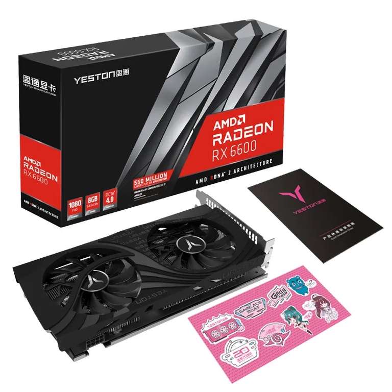 Видеокарта YESTON Radeon RX 6600 8 ГБ (бог земли 8G), LHR (из-за рубежа)