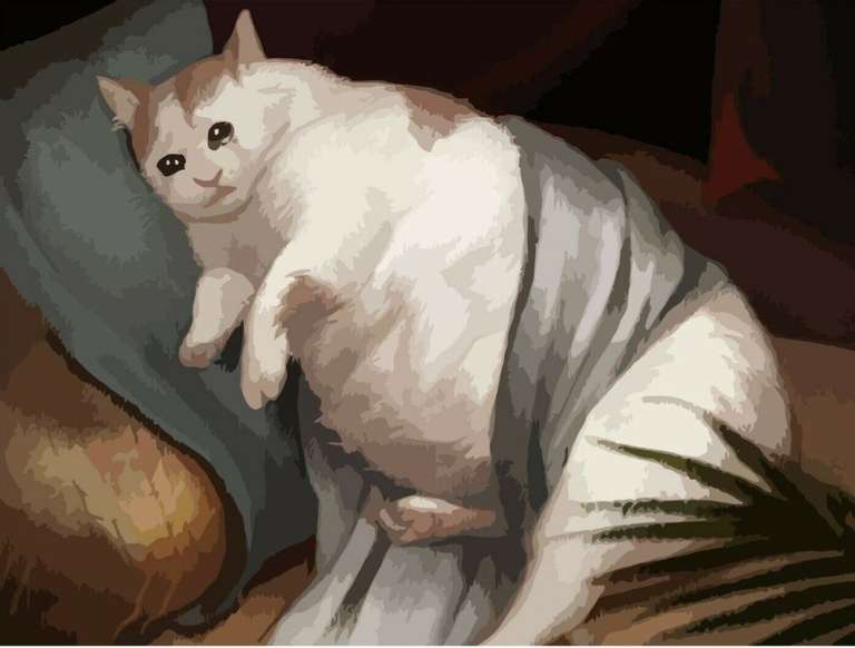 Картина по номерам на холсте грустный уставший толстый кот(в описании еще варианты)