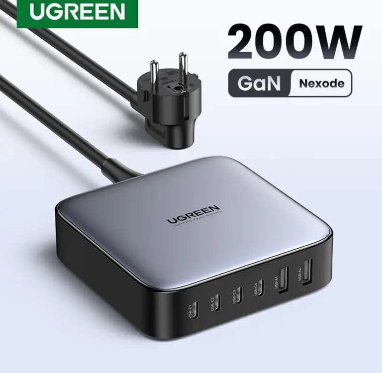 Зарядное устройство UGREEN 200W GAN 6 портов