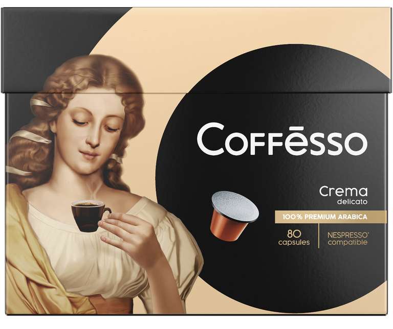 Кофе в капсулах Coffesso Crema Delicato, 100 % арабика, интенсивность 4, темная обжарка, 80 капсул х 5 г
