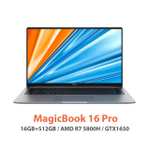 Ноутбук Honor MagicBook Pro 16, 16.1", IPS, 1920x1080, AMD Ryzen 7 5800H , 16 ГБ, 512 Гб SSD, GTX1650, Windows 10