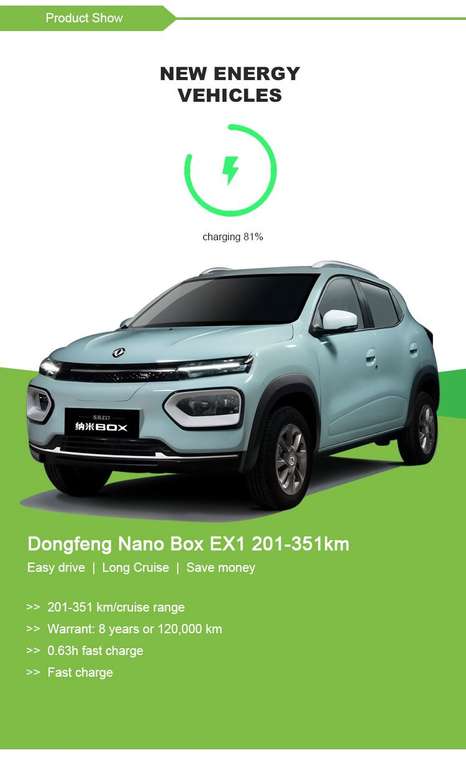 Электромобиль 2023 Dongfeng nano box EX1