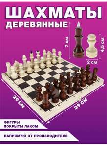 Шахматы обиходные лакированные с доской Рыжий Кот 290х145 мм (цена с WB кошельком)
