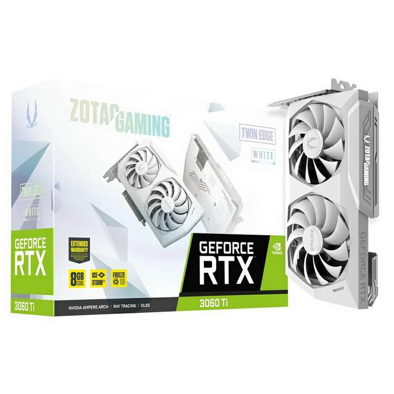 Видеокарта Zotac Twin Edge White Edition NVIDIA GeForce RTX 3060 Ti 8 ГБ (GDDR6X!) (при оплате Озон картой)