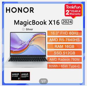 Ноутбук HONOR MagicBook X16 2024 16 дюймов FHD AMD Ryzen R5 7640HS