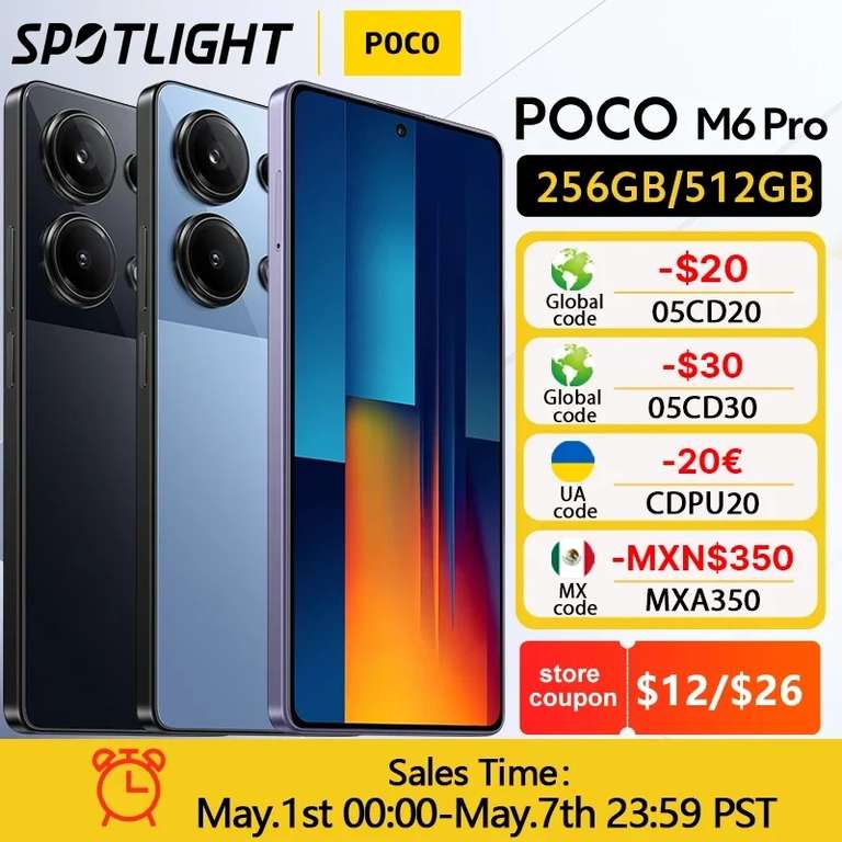 Смартфон Poco M6 Pro, 8/256 Гб, 3 расцветки