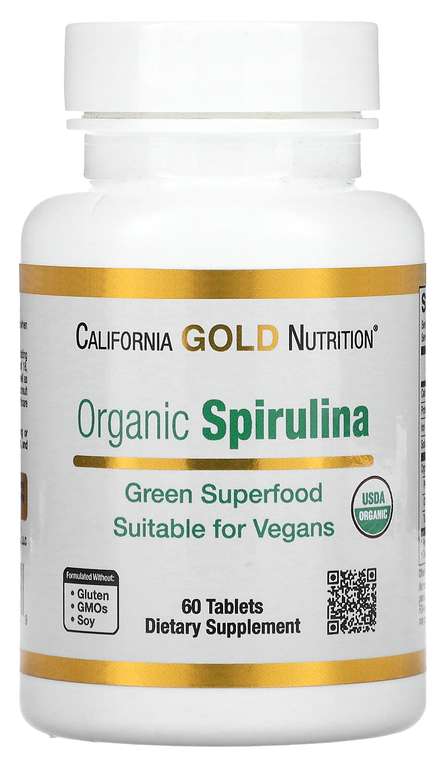 БАД California Gold Nutrition Organic Spirulina, 500 мг, 60 таблеток, cgn-01175