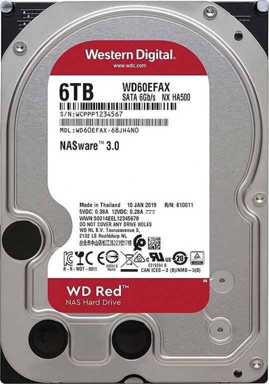 6 ТБ Внутренний жесткий диск Western Digital Red IntelliPower 3.5" 5400 (WD60EFAX) (с ozon картой)