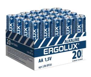 Батарейка AA пальчиковая Ergolux Alkaline (20 штук в упаковке)