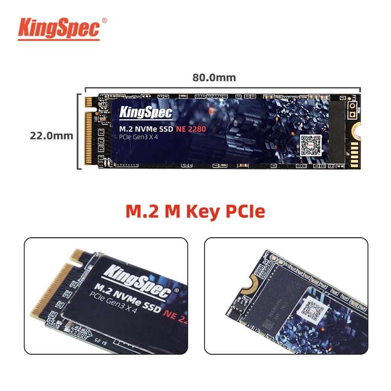 3D TLC NAND KingSpec M2 SSD NVMe 256 ГБ (2150₽ через QIWI)