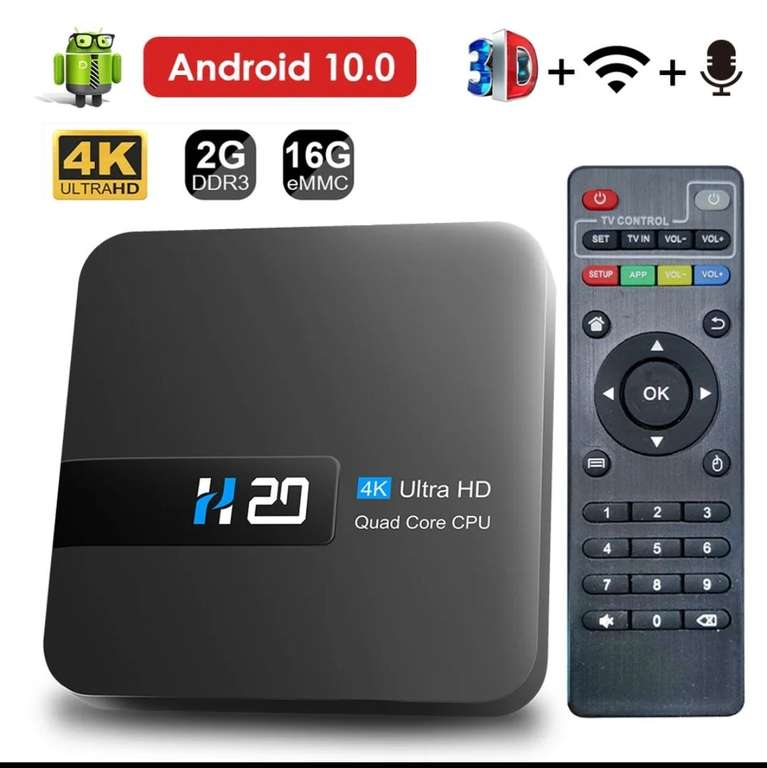ТВ-приставка H20 на Android 10,0, 2 + 16 ГБ, 4K, HD