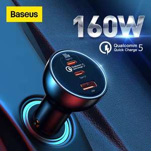 Автомобильное зарядное устройство Baseus 160 Вт, быстрая зарядка для iPhone 13 12 Pro, ноутбуков, планшетов