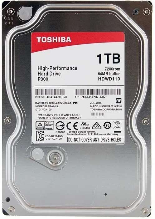 1 ТБ Внутренний жесткий диск Toshiba P300 3.5" 7200