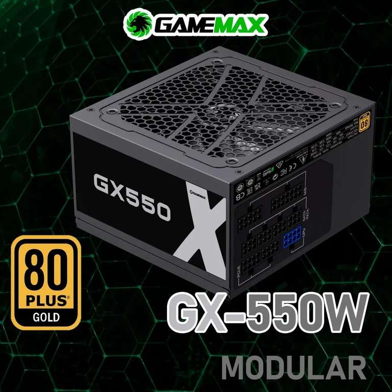 Блок питания Gamemax GX-550 Modular (550W, 80Plus GOLD) (цена с озон картой)