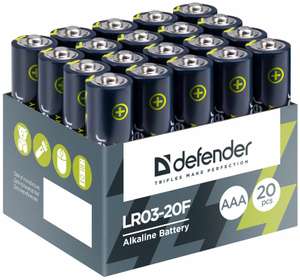 Батарейки алкалиновые Defender LR03-20F AAA, 20 штук