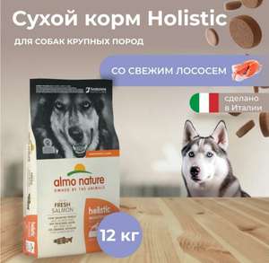 Сухой корм для собак крупных пород Almo Nature Holistic с лососем, 12 кг