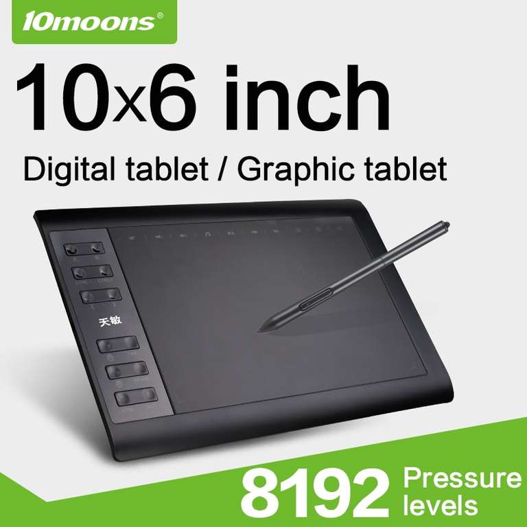 10moons 10x6 дюймов графический планшет 8192 уровней цифровой планшет