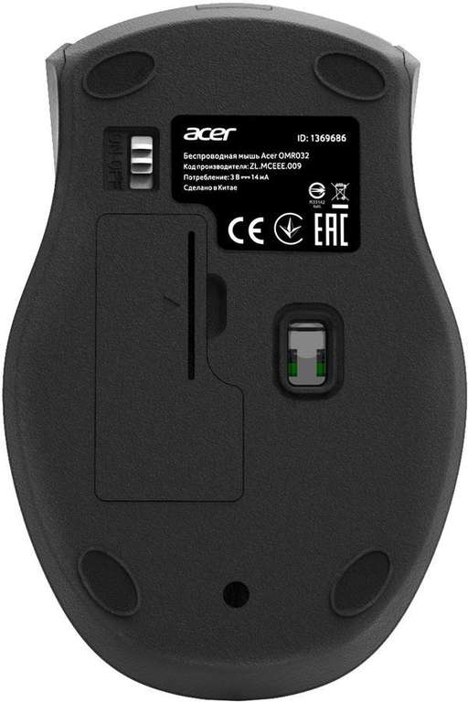 Мышь беспроводная Acer OMR032 (1600 dpi, светодиодный, USB Type-A, кнопки - 4)
