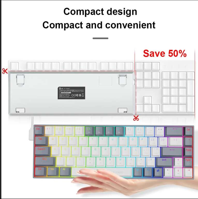 Механическая игровая клавиатура (RUS) E-YOOSO Z686 RGB 60% USB