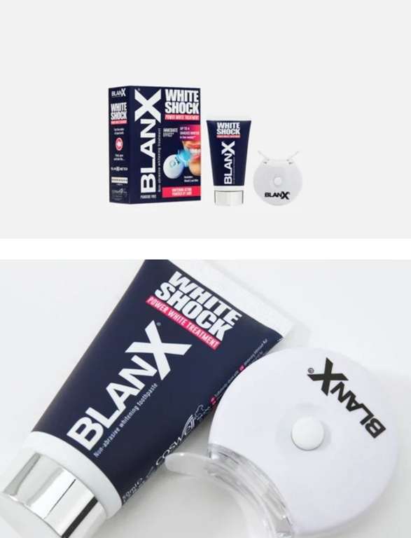 Зубная паста отбеливающая BLANX white shock treatment + светодиодная лампа Led bite