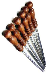 Набор шампуров Лучезар Шампур с деревянной ручкой, 55 см, 6 шт