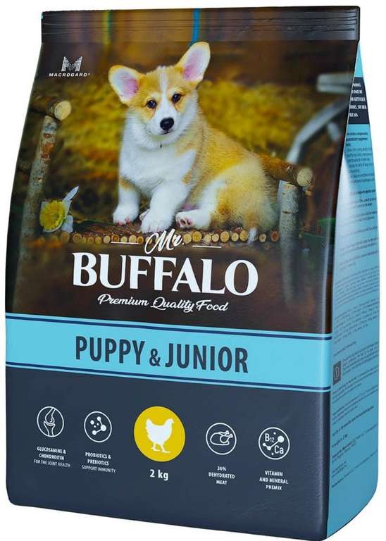 [МСК, СПБ и др] Сухой корм Mr. Buffalo puppy&junior с курицей 2 кг (цена может отличаться по конкретному адресу доставки)