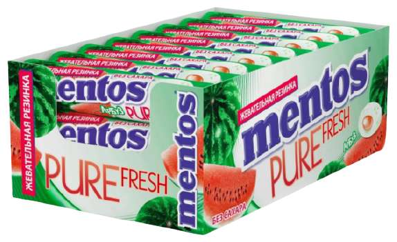Жевательная резинка MENTOS Pure Fresh Арбуз,24 шт. в уп.